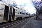 Conductor of NJT Train # 1710 checking for passengers at Kingsland Station before departure 